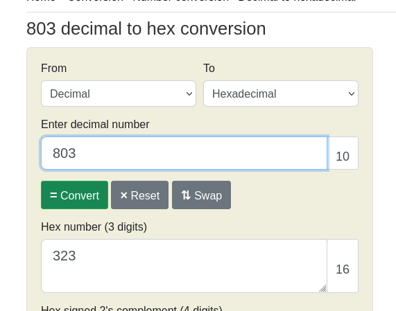 Turn value to hex